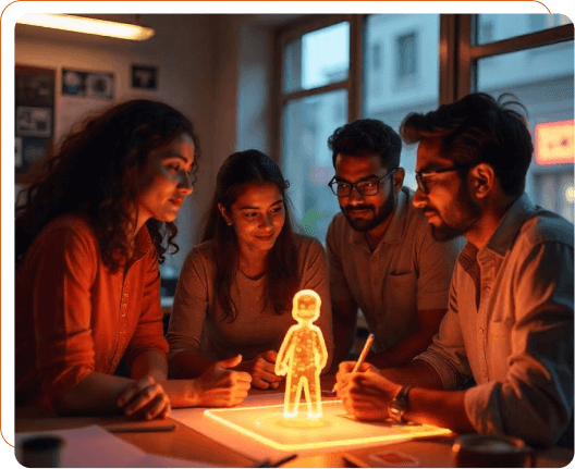 creative team discussing hologram project